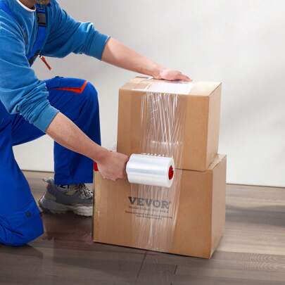 Stretch Film, 15" X 1200 Ft Or 5" X 1000 Ft Or 15" X 1000 Ft, 4 Packs Or 3 Packs Or 2 Packs Or 1 Pack, 80 Gauge Or 60 Gauge Industrial Strength Clear Durable Stretch Film Roll, Heavy Duty Shrink Film Stretch Film With Handles For Pallet Packaging Transport Moving