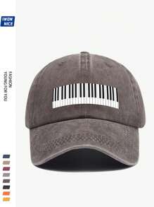 Charming Music Baseball Cap With Piano Print, Casual Trucker Hat Unisex Hip Hop Music Party Sun Hat For Men And Women. Comfortable Breathable Vintage Curved Brim. Adjustable Size, Suitable For Daily Casual, Outdoor, Beach, Hunting, Fishing, Music Festival, Easter, Father's Day, Mother's Day And Ideal Gift For Friends. All Season Accessory.
