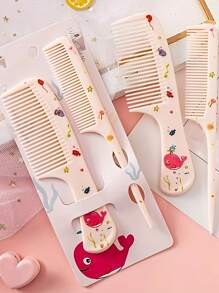 Bộ 2 lược chải tóc Chic Girls - Lược nhựa chống tĩnh điện di động có họa tiết dễ thương | Hoàn hảo cho hàng ngày và du lịch, Phụ kiện tóc cho bé gái - Nhiều màu - Xem 13