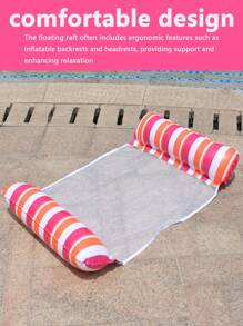 1pc Inflatable Water Hammock Lounger Dual-Color Adult Pool And Beach Floating Raft Party Floats, Perfect Summer Gift For Relaxation And Fun In Swimming Pool - Orange - View 3