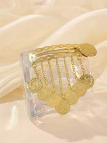 1pc Chic Golden Hair Clip With Tassels, Sturdy & Elegant Fashion Hair Accessory For Women, Suitable For Weddings, Parties, Ramadan Events