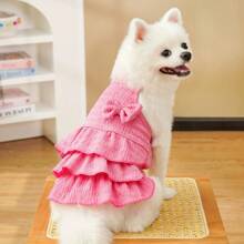 1 件狗和猫公主分层蛋糕薄纱连衣裙，适合贵宾犬、泰迪熊等小型犬种的可爱浪漫服装，适合春夏季