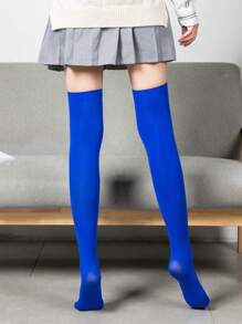 1/4/9/10/15 Pairs Women Solid Color Thigh High Socks, Candy Colors, Over-The-Knee Long Stockings, Suitable For Spring/Summer, Christmas, Cozy