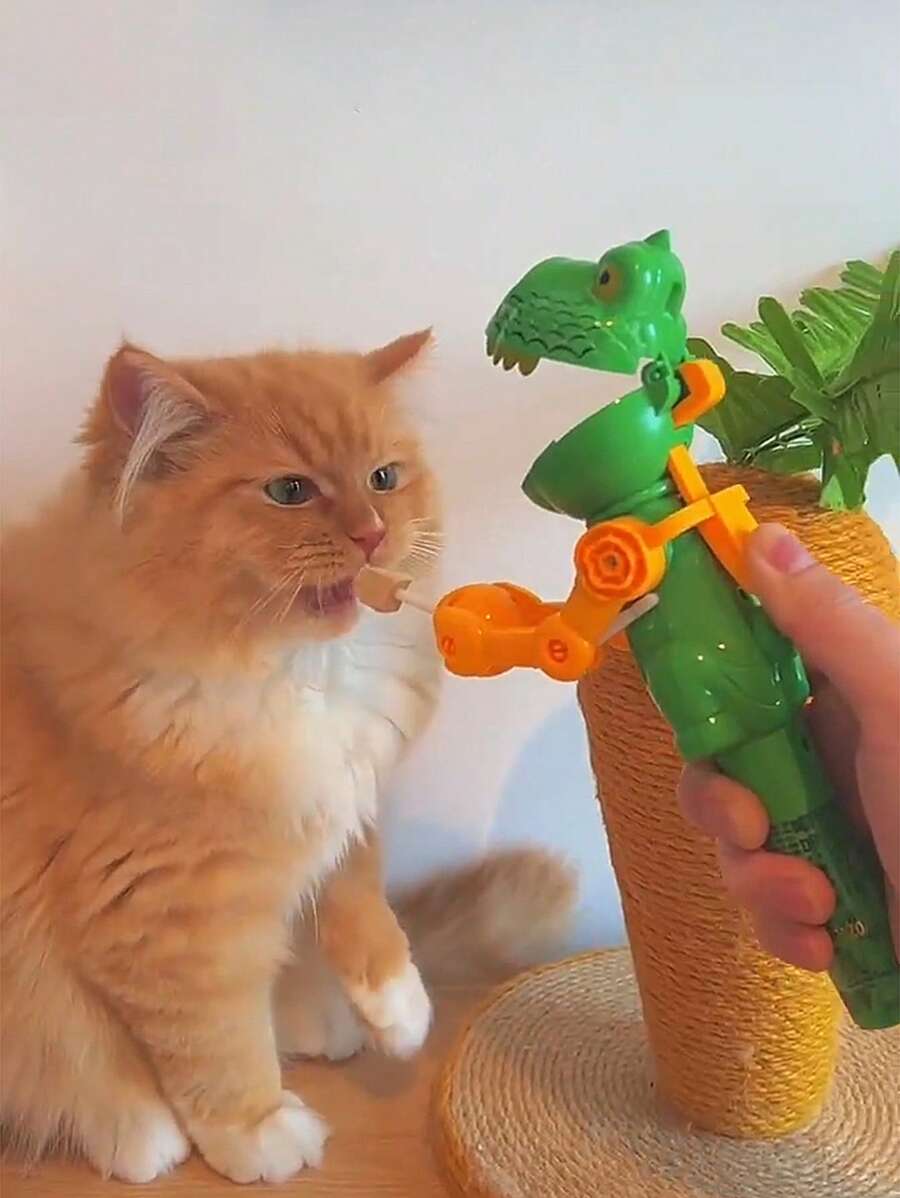 Juguete para gatos con forma de dinosaurio, para insertar bolas de hierba gatera, de color aleatorio, juguete interactivo para gatos, adecuado para el uso diario de los gatos como juguete
