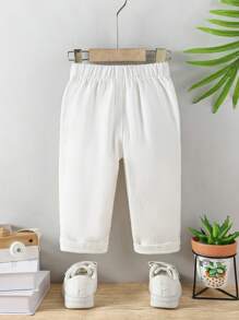 1pc Baby Boy Versatile Casual Simple Streetwear Outdoor Denim Pants - White - View 2
