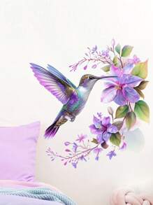 1 件蜂鸟和花卉图案墙贴，贴纸，适用于卧室、厨房、客厅和卫生间的墙贴，用于家居装饰的乙烯基贴花，装饰品让您的家焕然一新