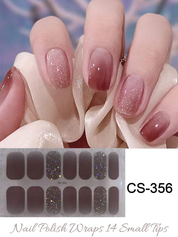 Calcomanía de uñas de gel sin horneado de color rosa coral, película de aceite para uñas, calcomanía de uñas impermeable de unicolor, polvo de cebolla verde, calcomanía de uñas de degradado de salto de color completo