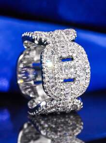 1 件奢华方晶锆石戒指，适合女士结婚情人节礼物珠宝、妈妈、母亲、母亲节、礼物 - 1# - 查看 4