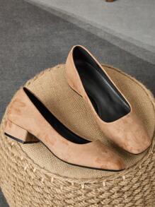 Women's Square Toe Low-Cut Slip-On Pumps, Outdoor/Travel/Casual Versatile Camel Color Fashion Chic Loafers