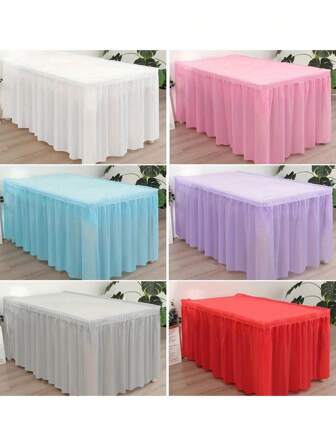 1 Set Rectangle Tablecloth & Skirt, Outdoor Picnic Portable Table Skirt, Plain Color Party Tablecloth, Disposable Waterproof Oil-Proof Dirt-Proof, Suitable For Wedding, Birthday, Festival Party Decoration