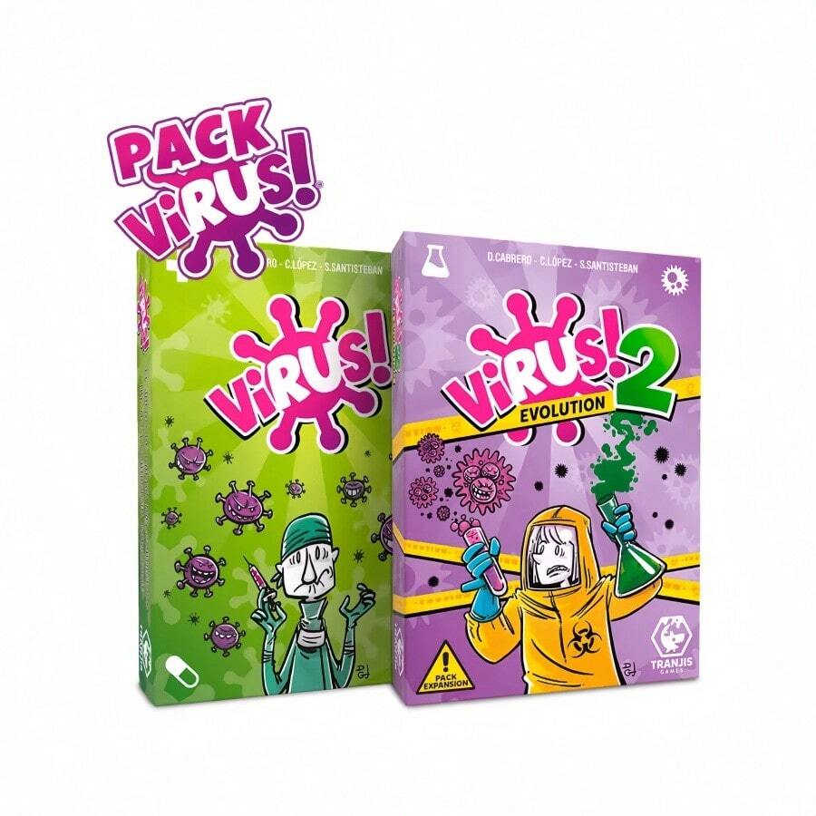 1/2PCS,Tranjis Games - VIRUS! Evolution Card Game (Expansion Pack) - Card Game (TRG-12evo), The Most Contagious Card Game, English French Spanish, The Most Popular Card Game, Multiplayer, For 2-6 Players, Valentine's Day Game, New Year Game, Wedding Game, New Year Gift, Valentine's Day Gift, For Family Gatherings Wedding Parties - 彩色 - 查看 1
