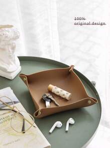 Hộp đựng đồ bằng da PU vuông 1 mảnh, chìa khóa cửa ra vào kiểu Bắc Âu INS, khay đựng đồ trang sức mỹ phẩm, nhiều màu sắc. Có thể sử dụng trong bếp, phòng ngủ, phòng khách. Quay lại trường - Nhiều màu - Xem 6