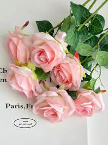 1 pieza / 3 piezas / 5 piezas Rosas artificiales - Flor artificial para el Día de la Madre, Día de San Valentín, decoración familiar, boda, festival con flores falsas