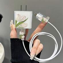 兼容16 Pro Max Daisy苹果充电器保护壳，高端15 Pro 30W快速充电适配器头保护套，可爱13数据线绕线绳防断兼容 14线缆保护套 - 彩色 - 查看 1