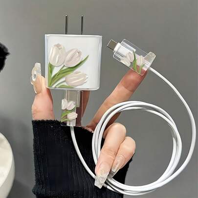 兼容16 Pro Max Daisy苹果充电器保护壳，高端15 Pro 30W快速充电适配器头保护套，可爱13数据线绕线绳防断兼容 14线缆保护套