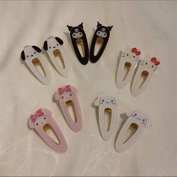 Sanrio 1pc Sanrio Hair Clip Cartoon Cute, Melody, Hello Kitty, Jade Guigou Kulomi, Pudding Dog Cartoon Hair Clip, Duckboard Clip Broken Hair Clip Hollow Hair Clip Home Bathroom Decor Fall Decor Back To School