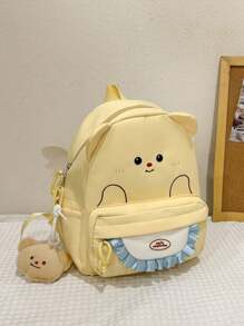 Cartoon Fashion Backpack; Beautiful Travel School Bag; Interesting Patchwork Pattern And Fashionable School Design, Backpack, School Bag.