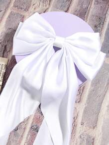 1pc Satin Bow Silk Hair Clip, Everyday Wear Hairpiece