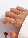 1 pieza Anillo vintage de acero inoxidable de color dorado con textura asimétrica, accesorio unisex para pareja, banda de acero de titanio ancha