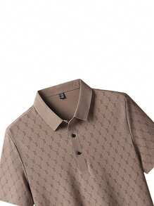 Polo de verano sin costuras y transpirable para hombres, camiseta de manga corta con cuello estilo empresarial y estampado de letras, top casual agradable a la piel