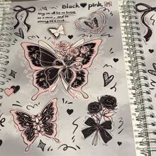 2 Pcs A5 Coil Notebooks Butterfly Gaomei Ins Style Gaomei Notebook Girls' Notebook Student Homework Notebook (Style And Color Random)