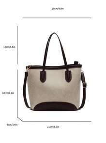 Fashionable Versatile Solid Color New Contrast PU Leather Handbag, Casual Minimalist Feel Crossbody Square Bag For Women