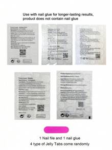 24入組法式風格方形假指甲套裝，帶白邊緣和極簡設計的膠指甲，指甲美容用品 - 彩色 - 查看 6