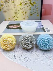 1pc Peony & Chrysanthemum Scented Candle Silicone Mold, DIY Floral Aroma Stone/Plaster Diffuser Home Decor Accessory