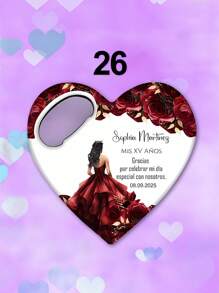 1pc/Bulk Customized 15th Birthday Party Favor, Princess Rose Heart-Shaped Bottle Opener, Sweet 15th Birthday Fridge Magnet, 15th Birthday Party Guest Gift Souvenir, Suitable For 15 Year Old Girls - Multicolor - View 36