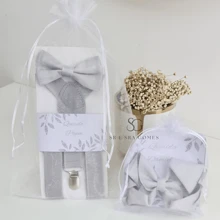 Wedding Page Kit With Suspenders And Bow Tie And Tag And Organza Bag - 灰色 - 查看 3