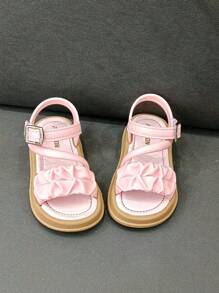 1 双女孩镂空设计可爱淑女风格 PVC 粉色凉鞋，适合夏季度假 - 粉色 - 查看 5
