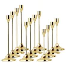 12-Piece Luxury European Style Copper-Colored Candle Holders, Metal Romantic Candlelight Dinner Table Decor, Suitable For Dining Table Center Decoration, Weddings, Restaurants, Parties (Candles Not Included)