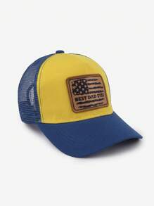 1 pieza Gorra de béisbol de poliéster casual con bordado de bandera nacional y letra, con protección UV, versátil para usar en todas las estaciones