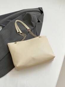 1 bucată Poliester Cerb Decorație Capacitate mare Închidere cu fermoar Geantă de umăr la modă, potrivită pentru femei, utilizare zilnică