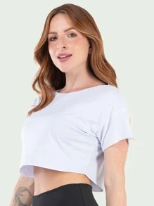 Kit 2 Cropped Feminino Fitness Academia - 白色 - 查看 3