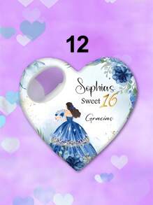 1pc/Bulk Customized 15th Birthday Party Favor, Princess Rose Heart-Shaped Bottle Opener, Sweet 15th Birthday Fridge Magnet, 15th Birthday Party Guest Gift Souvenir, Suitable For 15 Year Old Girls - Multicolor - View 16