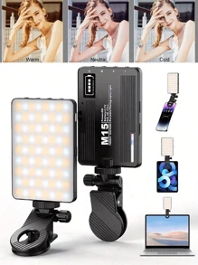 Luce per selfie ricaricabile, Luce di riempimento per telefono con molletta, Luce video portatile e rimovibile con molletta per selfie, trucco, live streaming, compatibile con iPhone, Android, iPad, smartphone, Luce LED portatile dimmerabile, per fotografia, selfie, registrazione video, videoconferenze