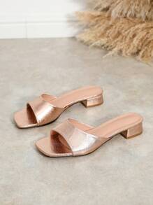 Sandalias planas de mujer con correa metálica, de bajo tacón en color vino tinto, cómodas y versátiles, tipo sandalias romanas antideslizantes - Champán - Ver 6