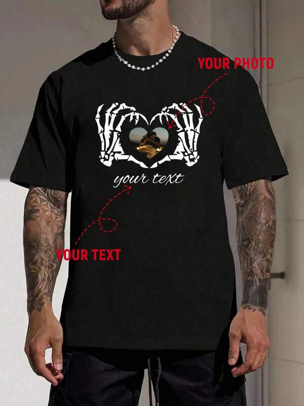 Customized Personalized Skull Love T-Shirt For Your Love To The Death Of The Oath So That Love Across The Different Flavors Unique(220g Heavy Cotton)