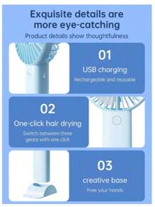 Mini High Power Silent Portable Pocket-Sized USB Rechargeable Hand-Held Fan - Multicolor - View 8
