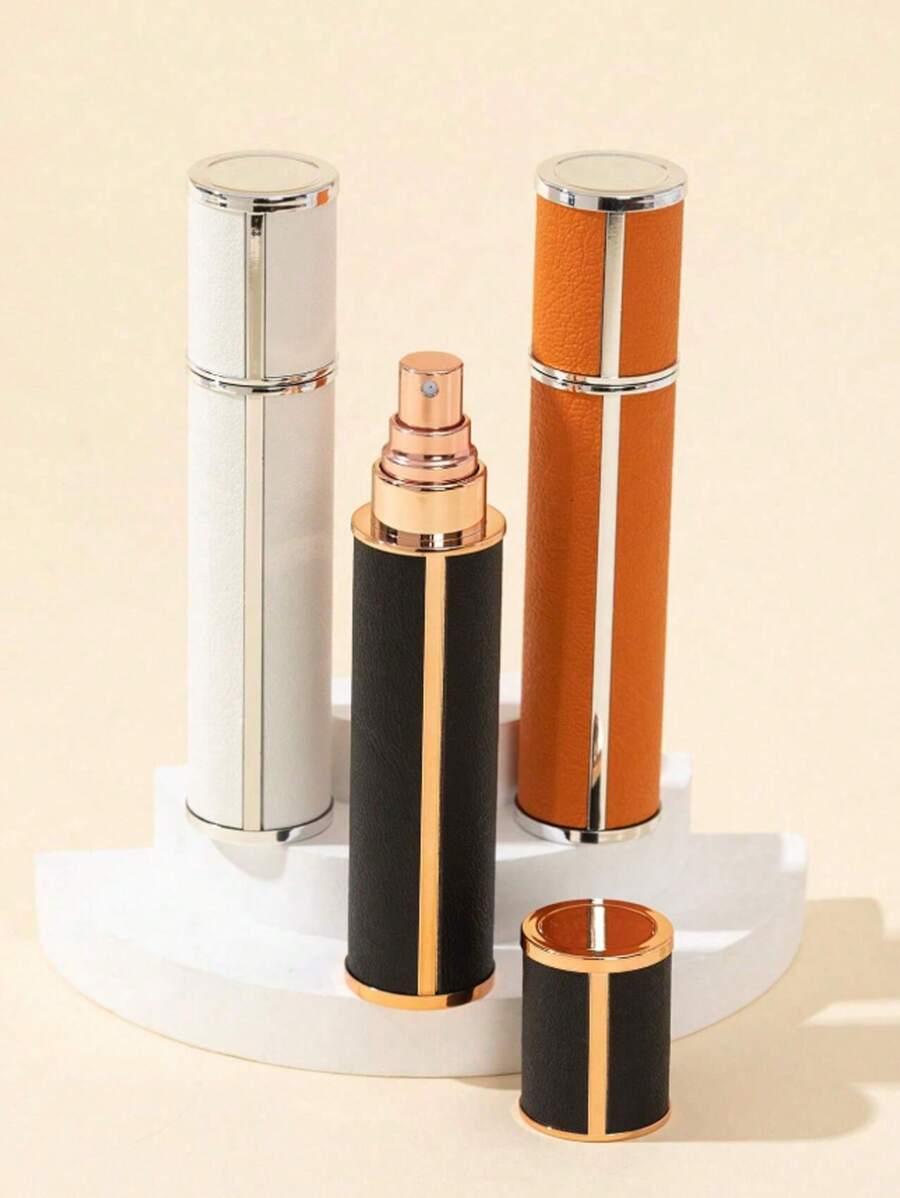 3pcs - 1pc 10ml 5ml Refillable Travel Perfume Atomizer Sprayer With Matte Metal Exterior And Glass Inner Bottle, Portable Mini Liquid Container, Travel Essential, Beach Vacation, Back To School, Business Use, Perfume Bottle - Multicolor - View 1