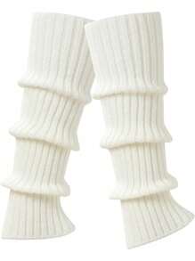 1 Pair Neon Striped Leg Warmers, Knitted Thick High Leg Warmers, Mid-Calf Leg Warmers For Autumn/Winter Christmas Gift - Multicolor - View 13