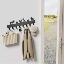 Wall Mounted Key Hooks With 8 Hooks, Decorative Key Holder, Entrance Dog-Shape Key Rack, Living Room Self-Adhesive Cat Key Holder