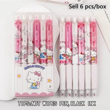 Sanrio Sanrio 6pcs/12pcs Hello Kitty & Kuromi & Melody & Cinnamoroll & Pochacco Erasable/Not Erasable Gel Cute Pens With Cute Moyi Design, The Erasable Pen Is Blue Ink, And The Non-Erasable Pen Is Black Ink,Retractable,Officesupplies,0.5mm Erasable Gel Pens, Good At Writing Quick-Drying, Press The Pen Neutral Pen