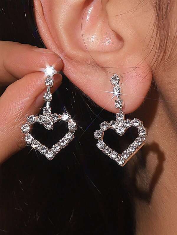 1 Pair Gorgeous Crystal Bow Earring Stud For Women Daily Wear,Suitable For Parties Weddings
