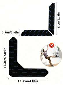2/6片装可水洗PU地毯胶带，防滑，可重复使用地毯固定带 - 黑色 - 查看 9