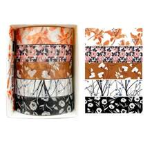 5 Rolls, Cute Clear Flower Sticker Tape DIY Decorative Material Tape Handbook Sketchbook Stickers School Supplies Office Supplies Gift