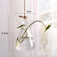 1 pieza Nuevo jarrón colgante de cristal con forma de ángel, vaso de flores creativo, decoración para el hogar y la oficina, regalo del Día de San Valentín, maceta para cultivo hidropónico
