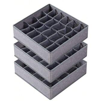 1/2/3 piezas Caja de almacenamiento de ropa interior con 24 compartimentos, contenedor de malla plegable con estilo de cajón, organizador de hogar para sujetadores, calcetines