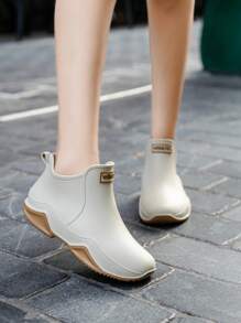 Women's Short Rain Boots Unisex Casual Work Waterproof Shoes Slip-Resistant Color-Blocked Outdoor Water Shoes.Spring And Summer Collection Pvc Rain Boots